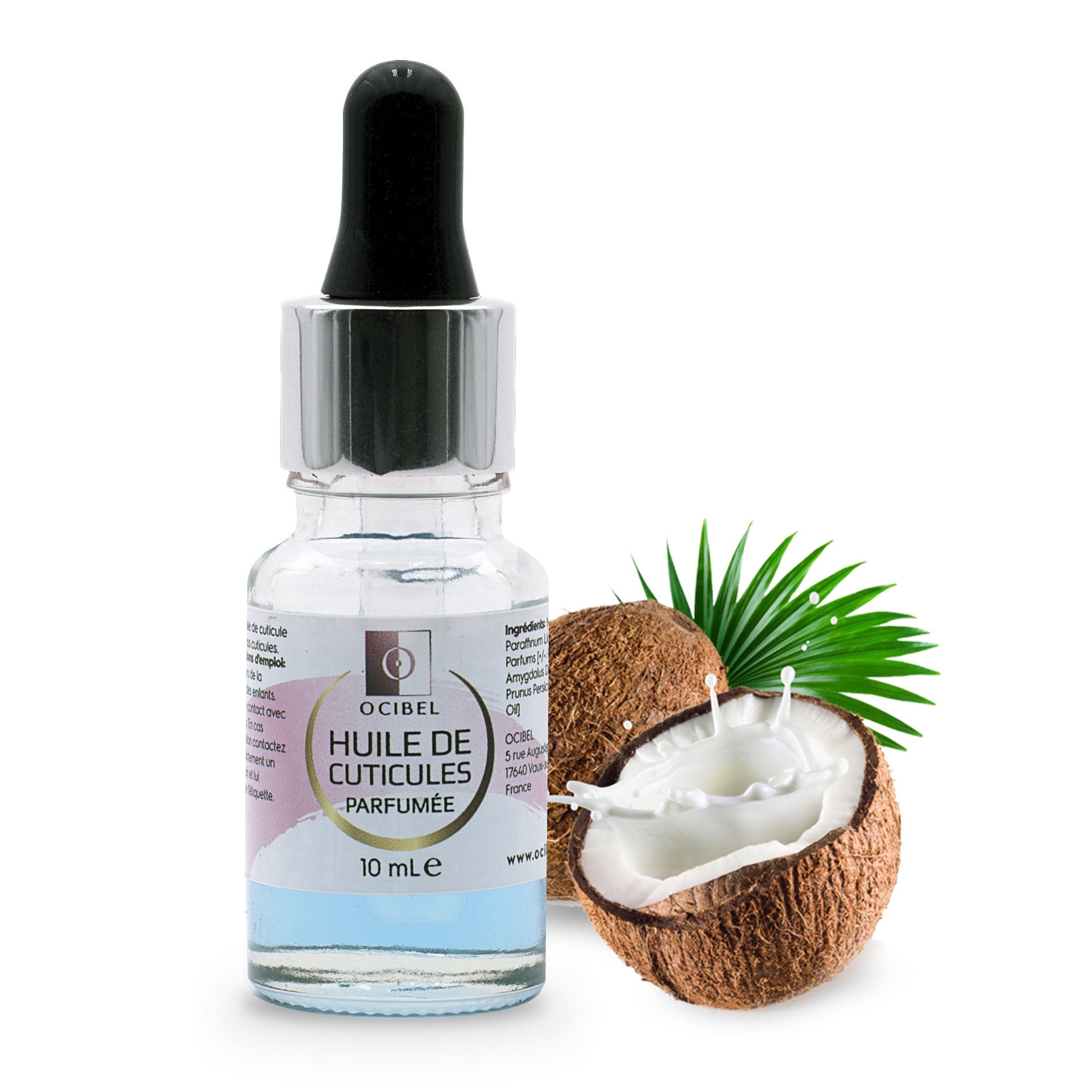 Huile de cuticule parfumée pipette 10 ml – Noix de coco Évasion tropicale OCIBEL