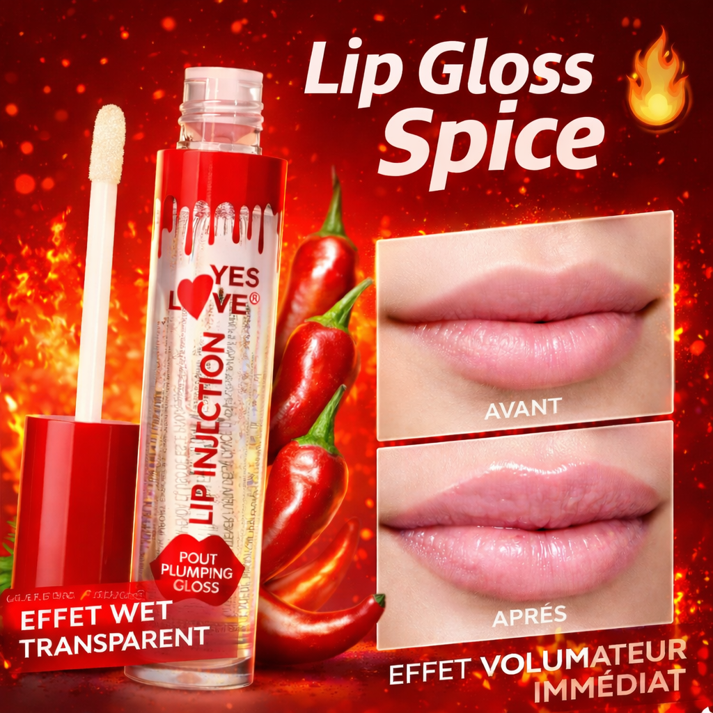 Lip Gloss Pink Spicy volumateur effet wet – Gloss repulpant mentholé transparent, lèvres pulpeuses hydratées, effet mouillé sexy OCIBEL