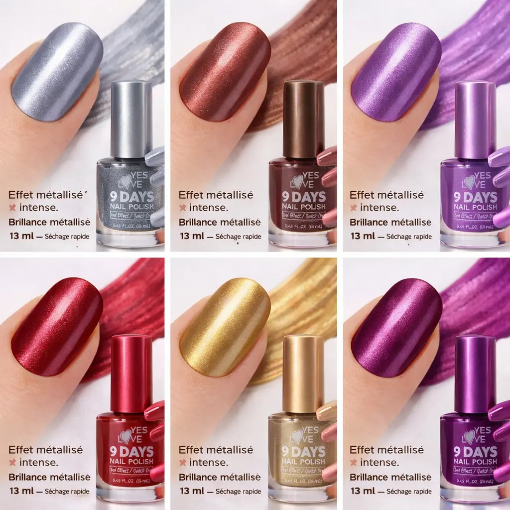 Lot de 6 Vernis à Ongles Métallisés Effet Gel – Longue Tenue 9 Jours – Brillance Intense – Séchage Rapide – Couleurs Tendances Modernes et Classiques – Haute Couvrance 06 OCIBEL