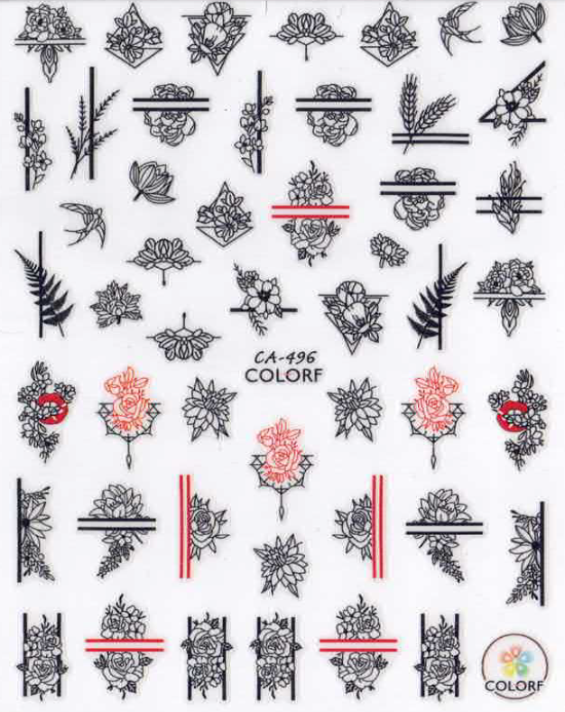 Planche Stickers Autocollant Fleur OCIBEL