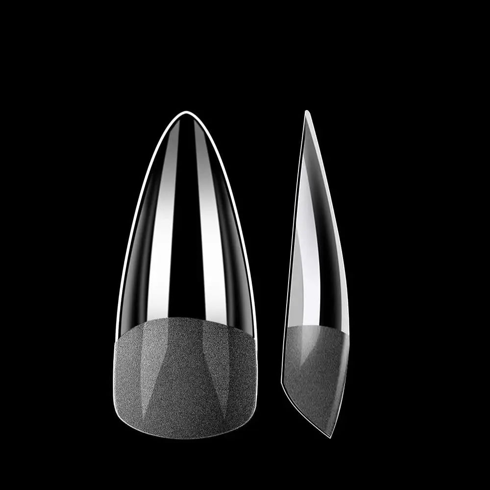 Soft Gel Nail Tips 504 Capsules Pose Américaine Demi-Mat Transparente 12 tailles - Medium Stiletto OCIBEL