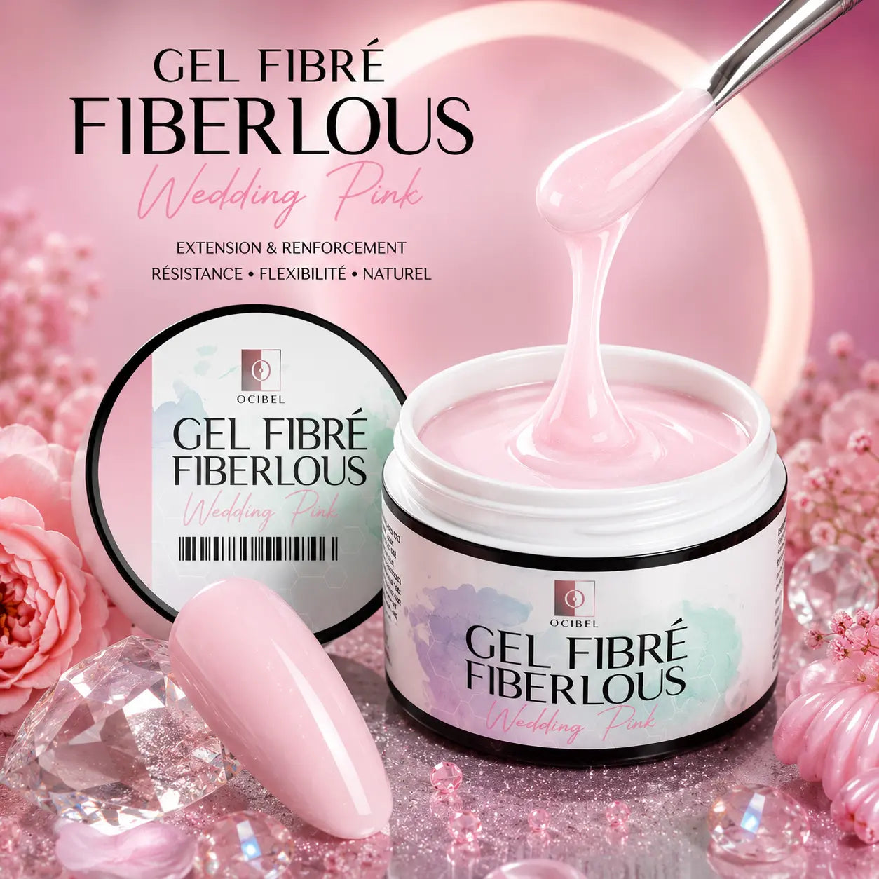 Gel de Construction Fibré Fiberlous 50g – Sans HEMA – Wedding Pink