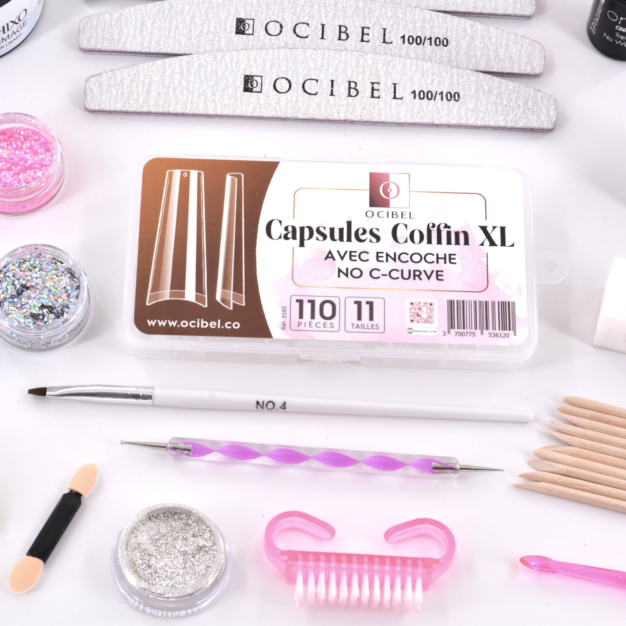 Kit Ongles Complet L’Essentiel – Gel de Construction Sans Limage, Lampe 72 W, Accessoires et Soins OCIBEL