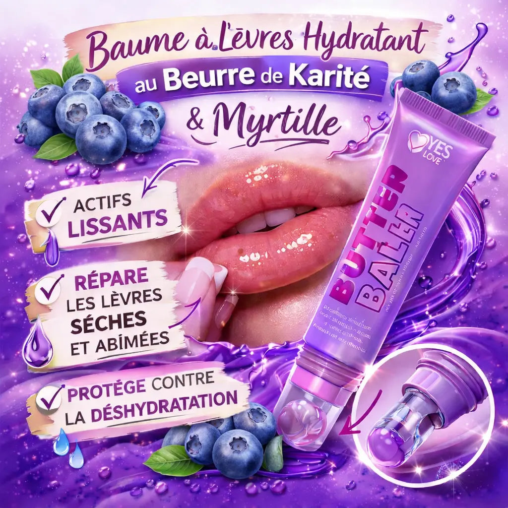 Lot de 4 Baumes à Lèvres Hydratants – Butter Balm Karité Nourrissant Vanille, Fraise, Orange & Myrtille Réparateur Lèvres Sèches