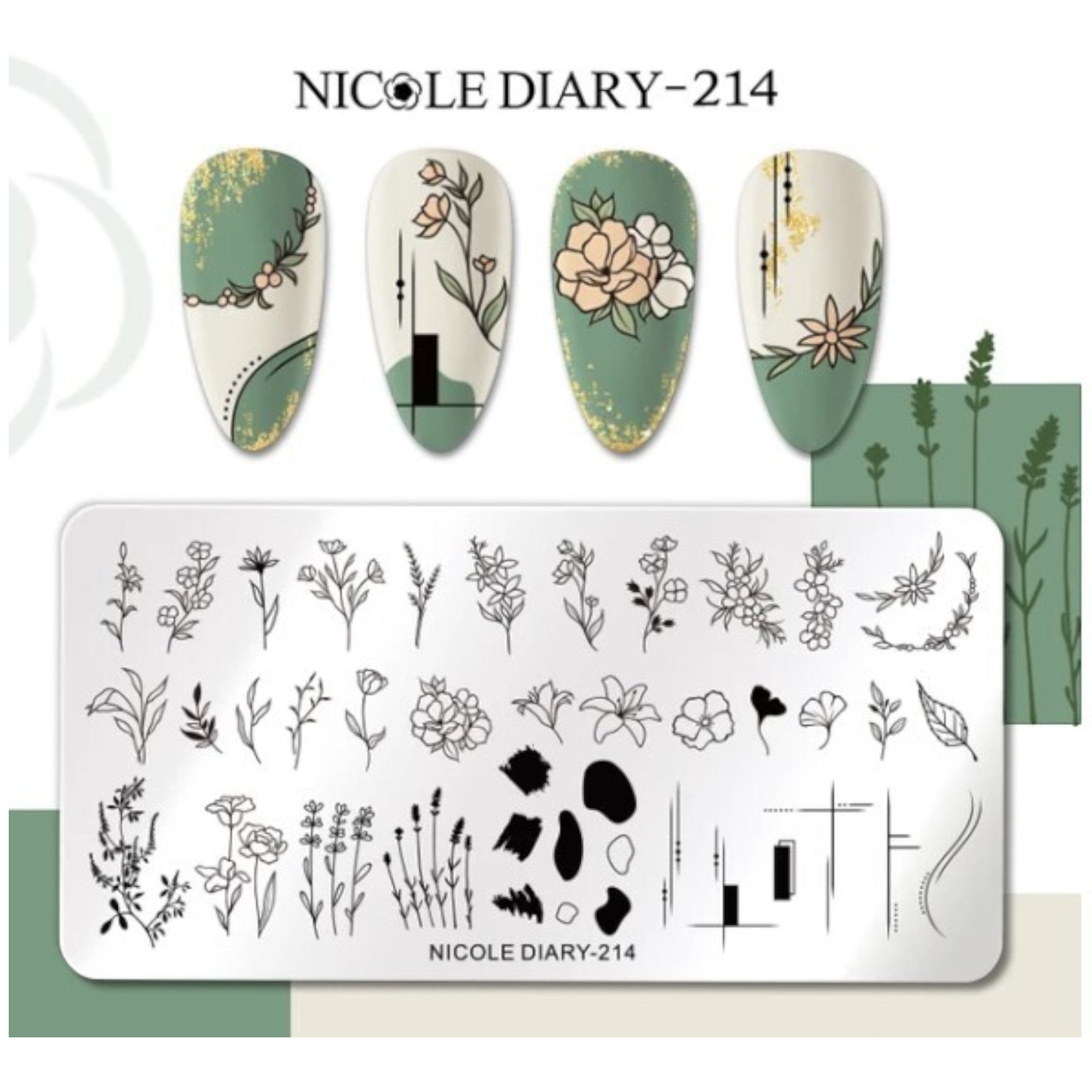 Plaque de Stamping pour Ongles Thème : Nature OCIBEL