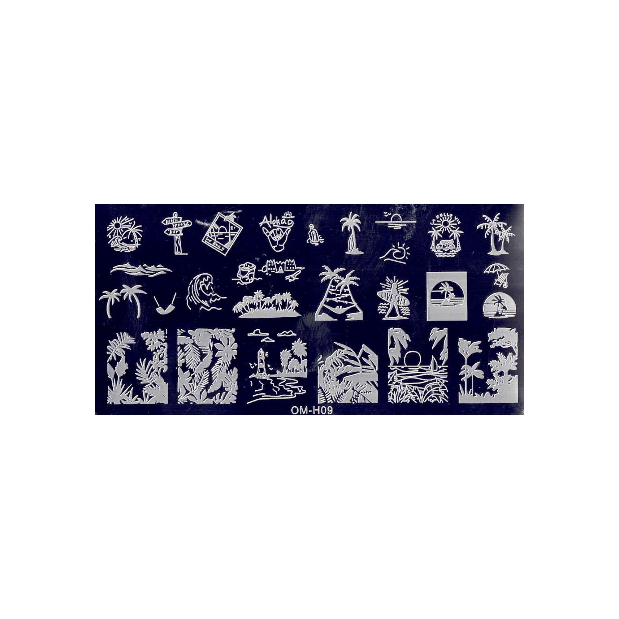 Plaque de Stamping pour Ongles Thème : Plage OCIBEL