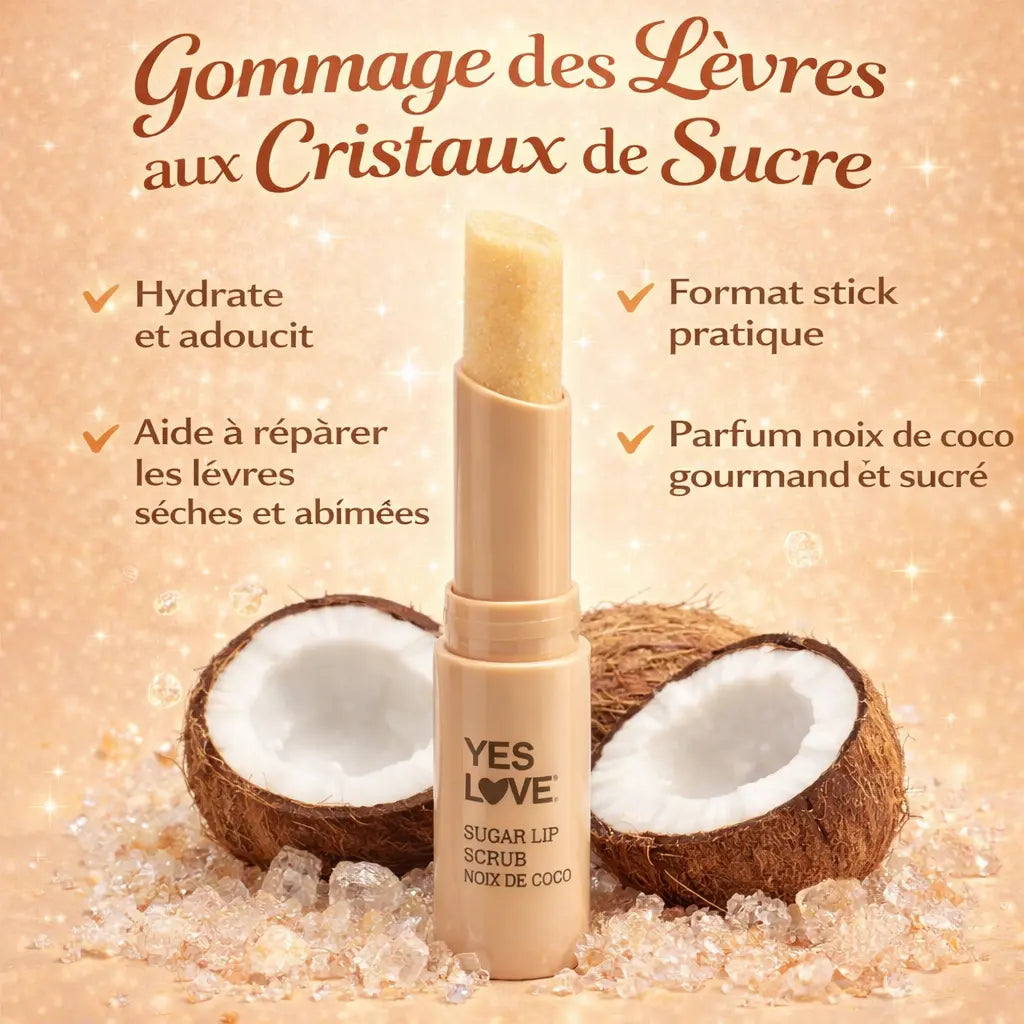 Sugar Lip Scrub Noix de Coco – Gommage des Lèvres aux Cristaux de Sucre Réparateur & Hydratant OCIBEL