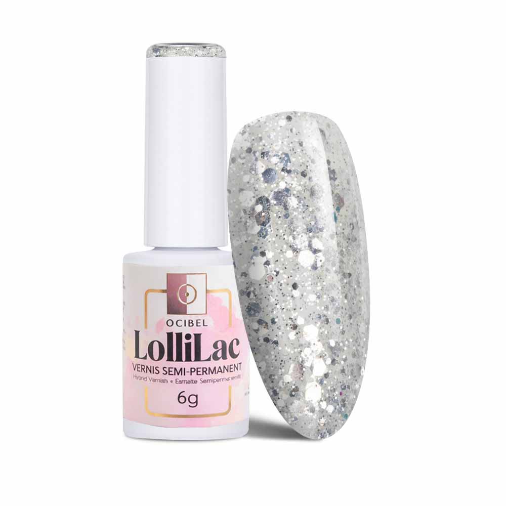 Vernis Semi Permanent UV / LED - Silver Confetti 6g OCIBEL